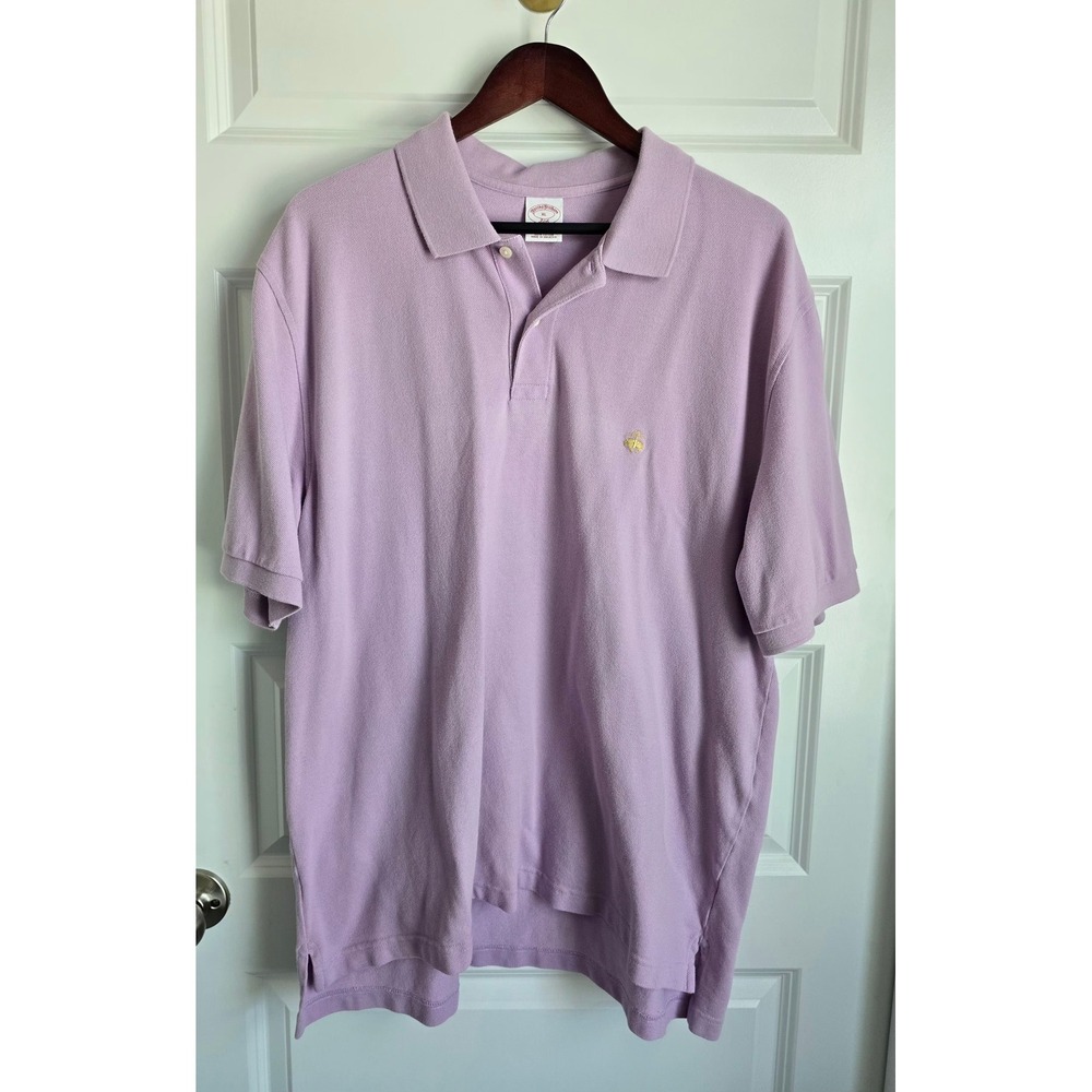 Brooks Brothers 346 Polo Shirt Mens XL Lavender Purple Pique Cotton Original Fit